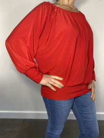 Shirt met elastische boord en vleermuis mouw travel rood