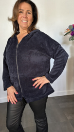 Baby rib vest met rits & capuchon +Size marine