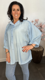 Blouse Kendra met pofmouw IJsblauw