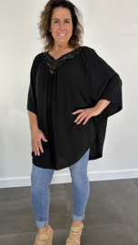 Tuniek/ blouse chantal met kant zwart + SIZE SALE