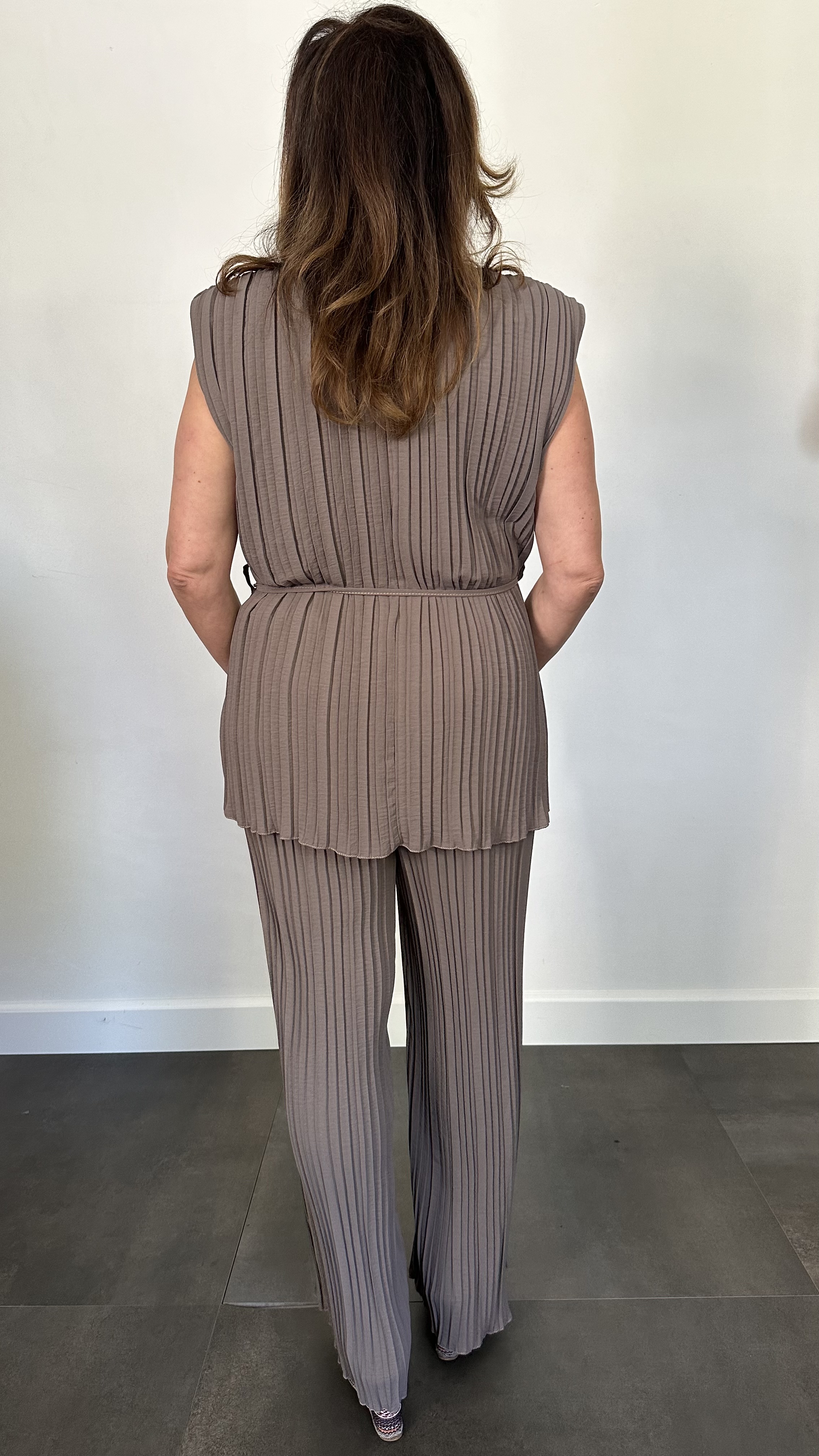 2-Delig pak Jenny plisse taupe