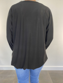 Shirt met rits en elastiek zwart