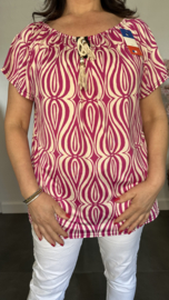 Shirt met koord travel elips waves fuchsia