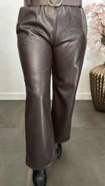 Lederlook pantalon natasja Choco