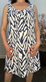 Jurkje met V-hals Scratched zebra jeans/wit