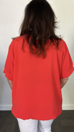 Top Maya korte mouw +SIZE  koraalrood