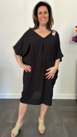 Jurk Camila met v-hals +SIZE zwart