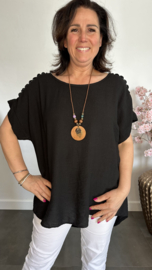 Shirt Nora kant +ketting Zwart