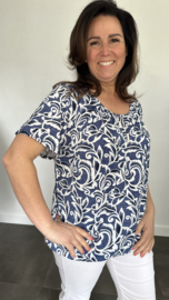 Ballon shirt met elastiek denim versailles(+size)