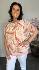 Blouse met boord Leaves roze