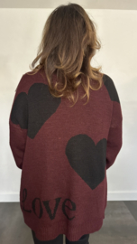 Gebreide trui Love&Pearls bordeaux