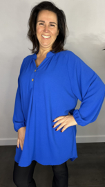 Tuniek met knoopjes crepe +SIZE kobalt