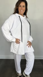 2-Delig velvet comfy pak met capuchon wit  +SIZE SALE