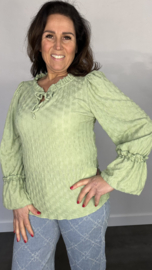 Top Laila met ruche licht groen
