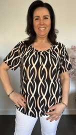 Ballon shirt met elastiek new elips zwart /camel