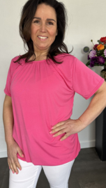 Ballon shirt travel met elastiek fuchsia licht