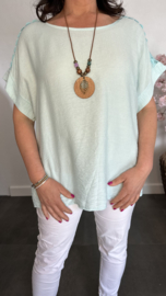 Shirt Nora kant +ketting Mint