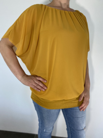Blouse met boord korte mouw oker