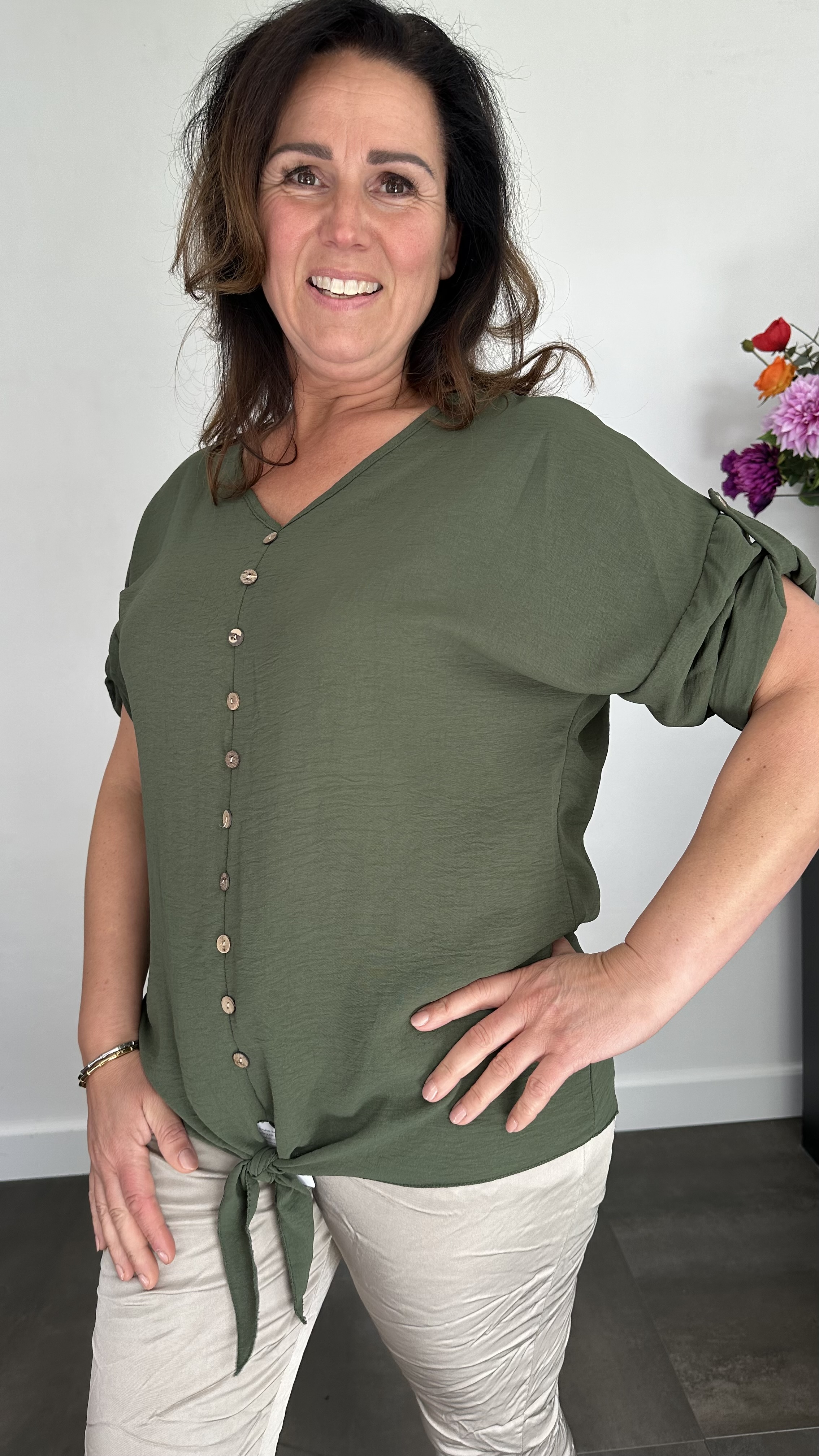 Blouse tessy met knoop army