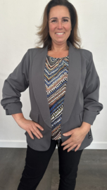 Blazer Marjan met gesmokte mouw donker grijs