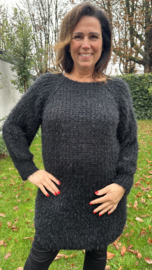 Lange grof gebreide trui Donna zwart