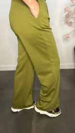 Palazzo broek Mirjam met siernaad Olijf groen