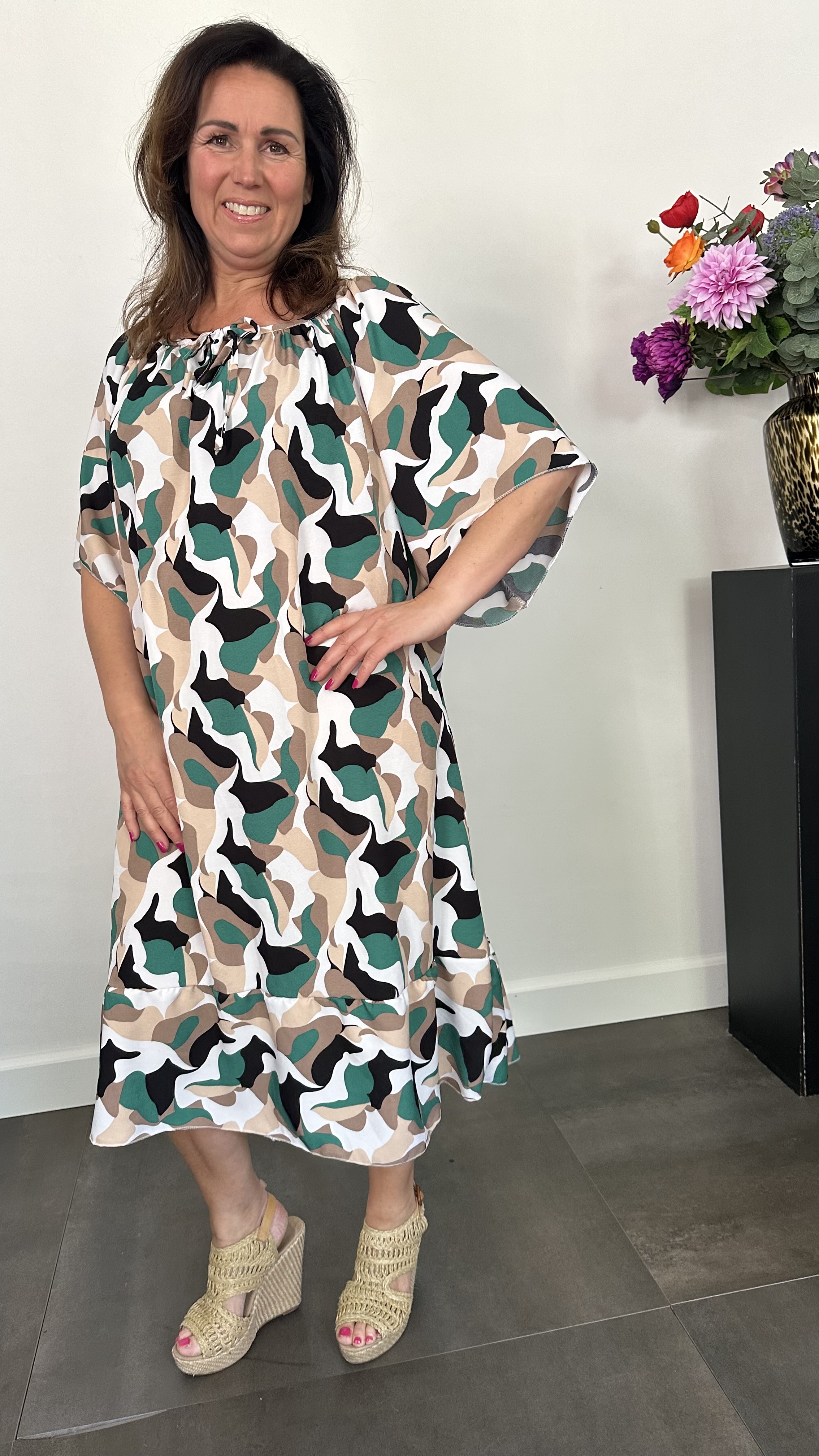 Jurk Rosita cammo +SIZE groen