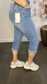 Capri stretch Jeans met omslag