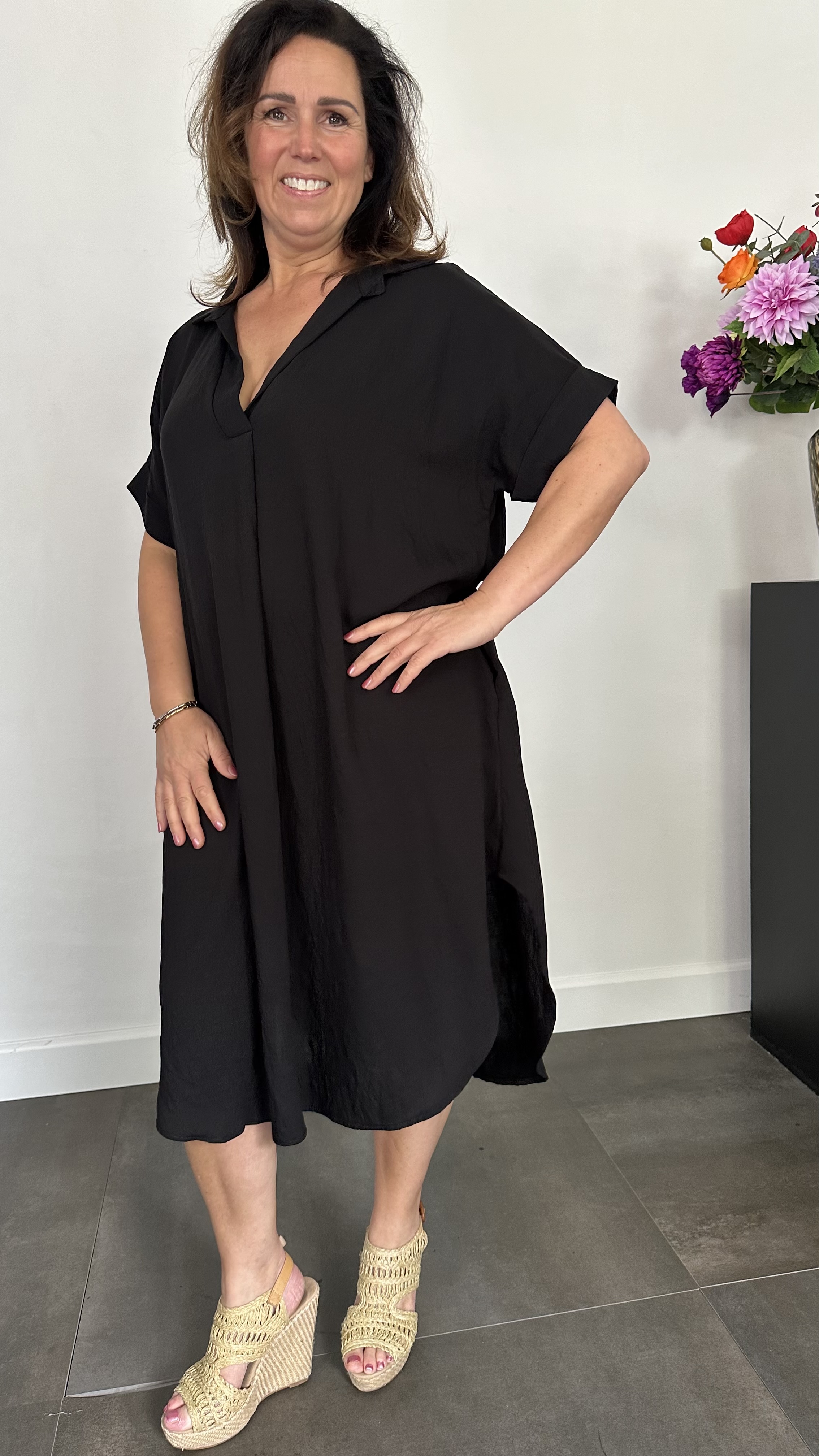 Jurk Leya uni +Size Zwart