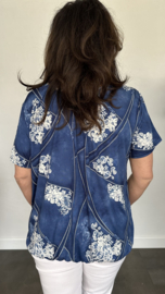 Ballon shirt met elastiek denim barok (+size)