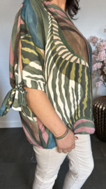 Blouse Selma met strikjes Army