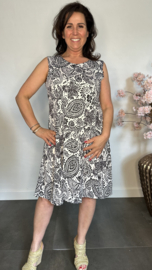 Hemdjurk Paisley gebloemd zwart/wit
