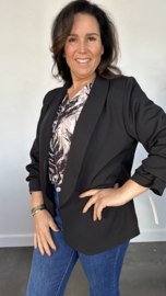 Blazer Marjan met gesmokte mouw zwart