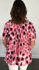 Ballon shirt met elastiek +SIZE furry spot fuchsia