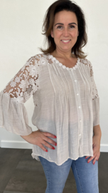 Blouse met kant Dana zand