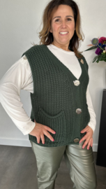 Mouwloos vest met knopen groen