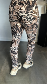 Suèdine joggjeans flowers zwart/zand