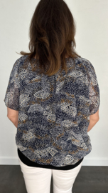 Blouse met boord new fantasy marine /oker