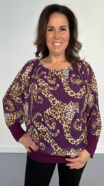 Blouse met boord curly panter paars
