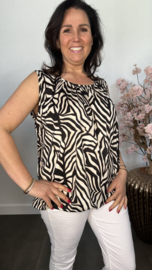 Ballon top zebra zwart/zand/ecru