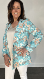 Blazer gebloemd turquoise