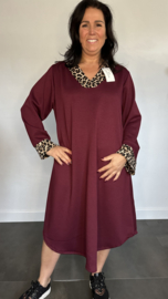 Sweaterdress panter +SIZE bordeaux SALE