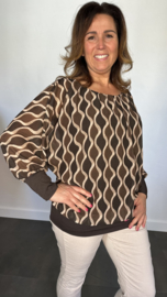 Blouse met boord wavy bruin