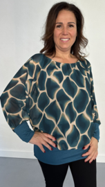 Blouse met boord giraffe petrol