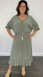 Lange jurk Roxy met strook en elastiek army