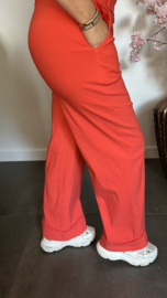 Highwaist WIDE LEG jogger Koraal/oranje