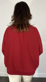 Blouse met boord lange mouw +Size Extra bordeaux