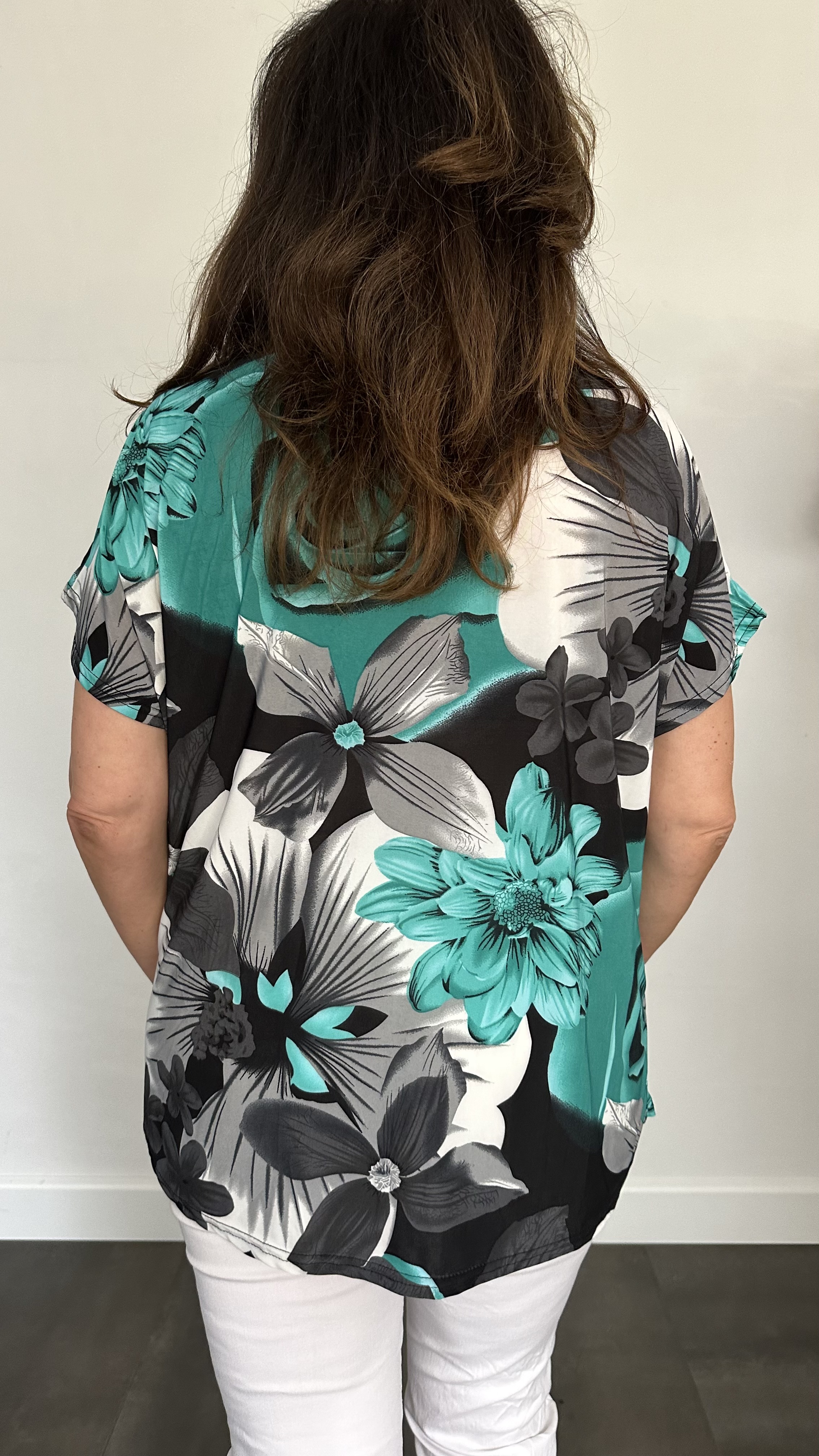 Shirt Zipp gebloemd mint