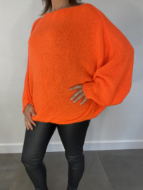 Oversized gebreide zachte trui Lia oranje neon