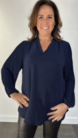 Blouse Tina met plissé pofmouw marine